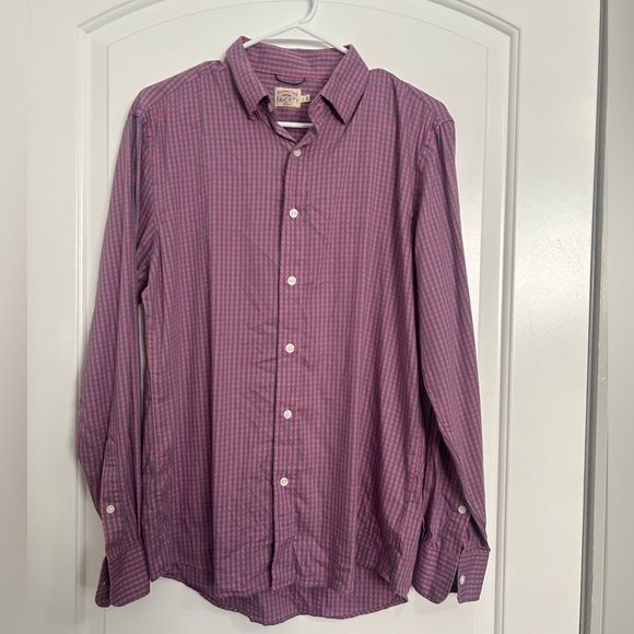 Faherty Men's Movement™ Shirt - Blue Rose Gingham Plaid size small preppy work - Picture 2 of 14